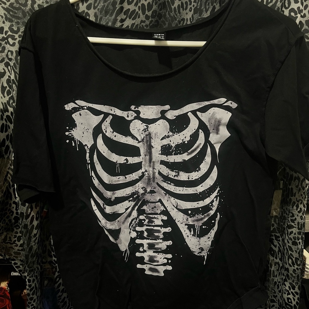 Shein Black Skeleton Print Women's Top
